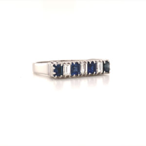 Pre-owned Diamond Sapphire Band 18k White Gold