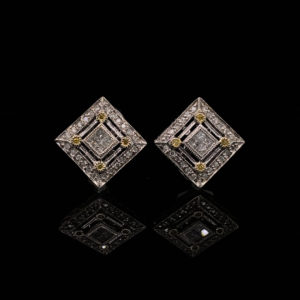 Stud Earrings Diamond Cluster 3/4ctw 14k TwoTone Gold