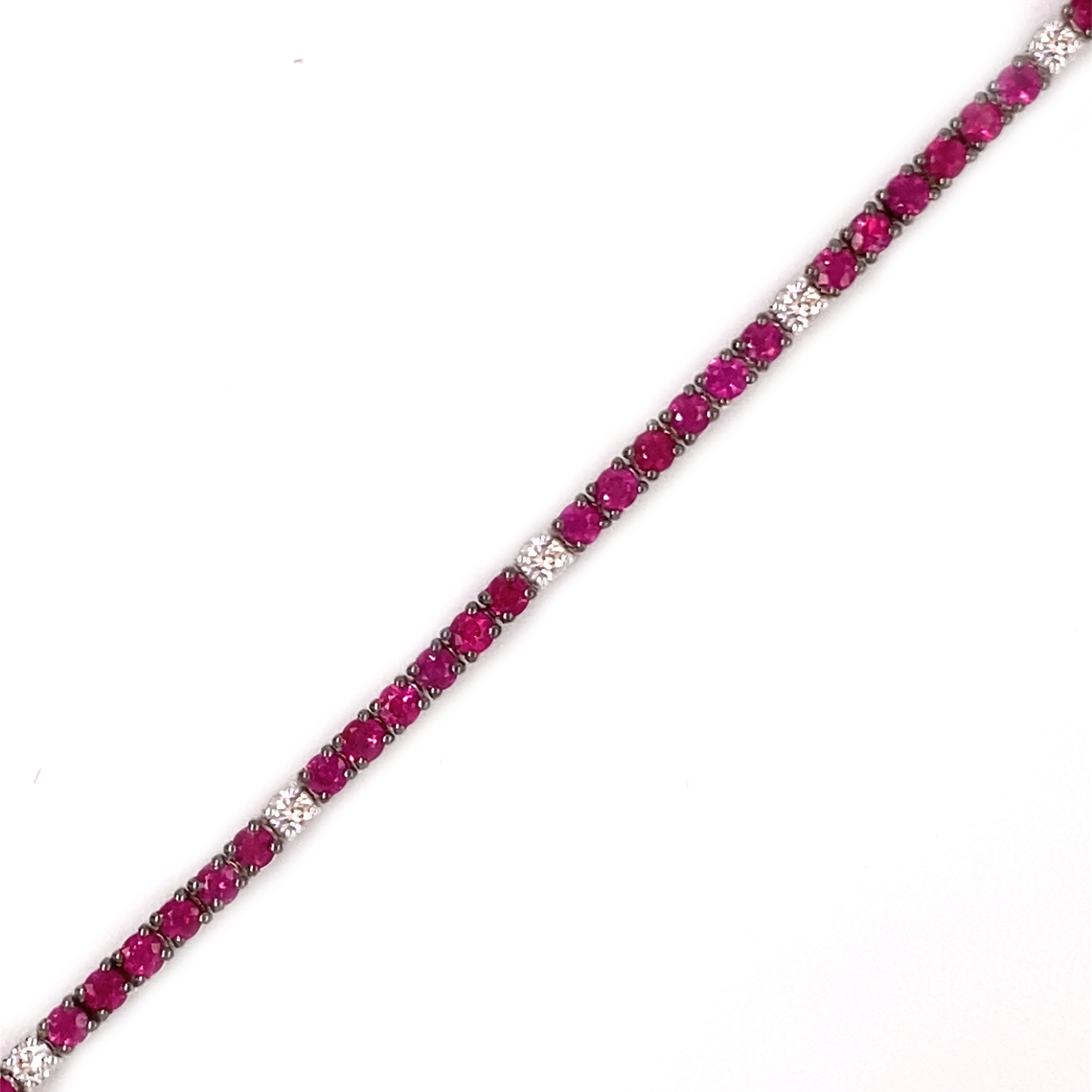 Ruby Tennis Bracelet w/ Diamonds 18k White Gold - Kappy's Fine Jewelry