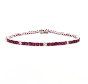 Ruby Tennis Bracelet Diamonds 18k White Gold