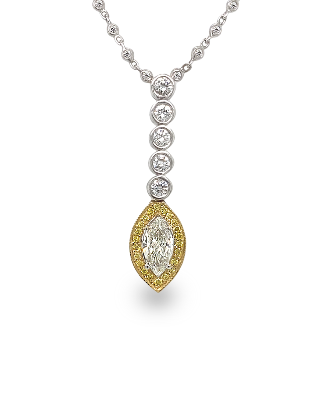 Marquise Diamond Necklace With Yellow Diamonds