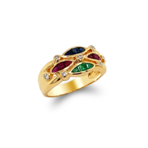 Multicolor Gemstone Ring Diamonds 14k Yellow Gold