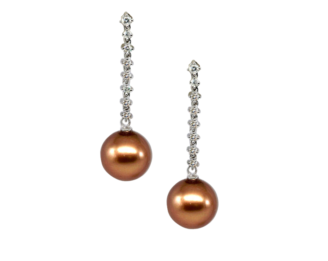 Natural Pearl Earrings With Diamonds 18k White Gold