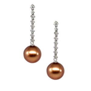 Natural Pearl Earrings With Diamonds 18k White Gold