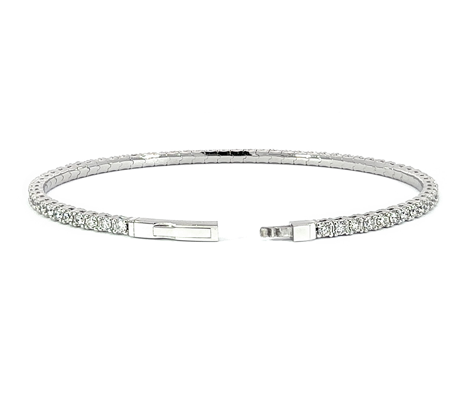 18k White Gold Tiffany Style White Diamond Tennis Bracelet - Jewels in  Paradise