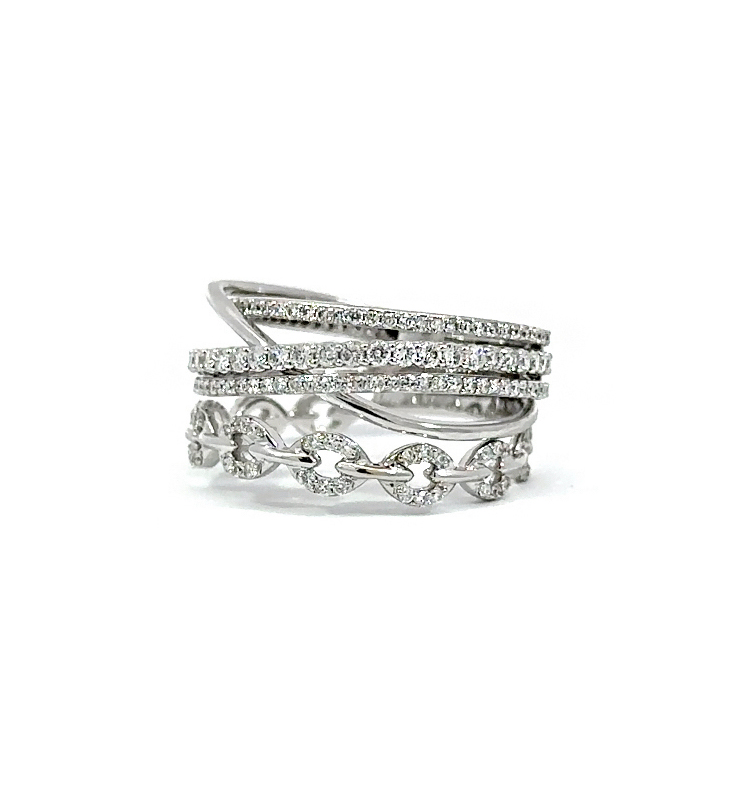 Multi-Row Stackable Diamond Ring 1ctw 18k White Gold - Kappy's