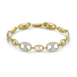 Gucci Style Bracelet w/ 1.38ctw Diamonds 14k Yellow Gold
