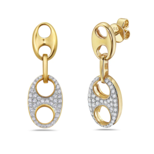 Gucci Style Earrings w/ 0.50ctw Diamonds 14k Yellow Gold