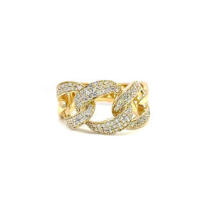 1ctw Diamond Curb Link Ring 18k Yellow Gold