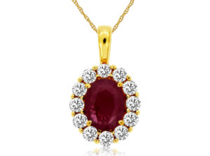 3/4ct Ruby Pendant w/ Diamonds 14k Yellow Gold