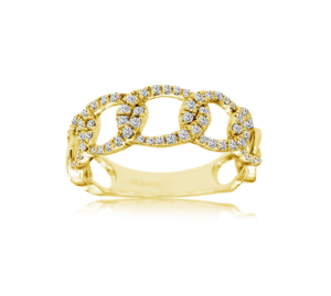 Curb Link Band With Diamonds 0.40ctw 14k Yellow Gold