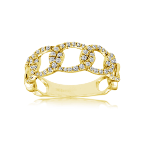 Curb Link Band With Diamonds 0.40ctw 14k Yellow Gold