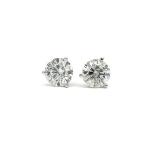 Natural 3ctw Diamond Stud Earrings 14k White Gold