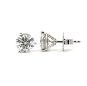 Natural 3ctw Diamond Stud Earrings 14k White Gold
