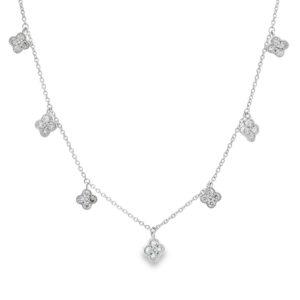 Diamond Clover Necklace w/ 0.50ctw Diamonds 18k White Gold