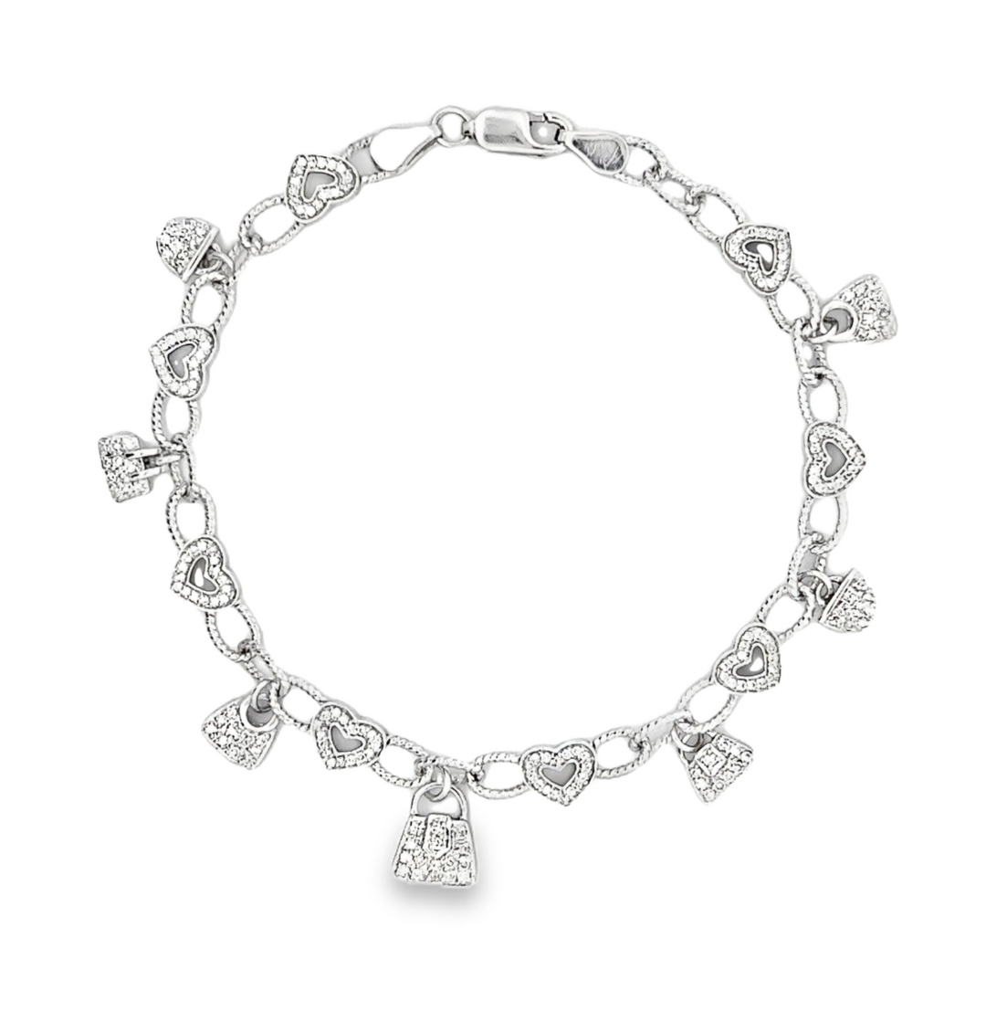 Diamond Charm Bracelet w/ Purses 18k White Gold