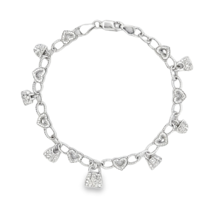 Diamond Charm Bracelet w/ Purses 18k White Gold