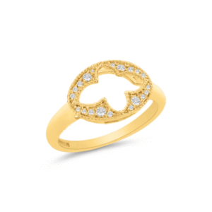 Flower Ring w/ Diamonds 14k Yellow Gold