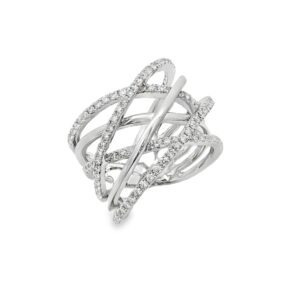 1.16ctw Diamond Spiral Ring 18k White Gold - 1