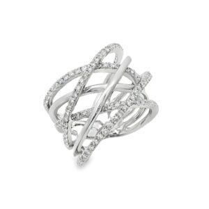 1.16ctw Diamond Spiral Ring 18k White Gold - 1
