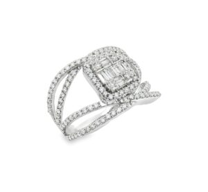 1.28ctw Free-Form Diamond Cluster Ring 18k White Gold - 6
