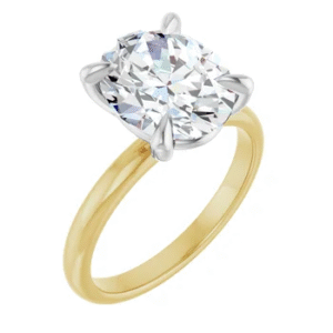 3.07ct Oval Lab Grown Diamond Engagement Ring 14k Two-Tone Gold