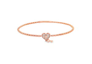 Diamond Heart Flexi-Bangle Bracelet 14k Rose Gold