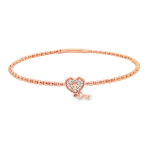 Diamond Heart Flexi-Bangle Bracelet 14k Rose Gold