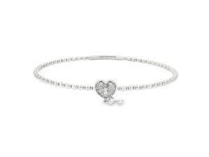 Diamond Heart Flexi-Bangle Bracelet 14k White Gold