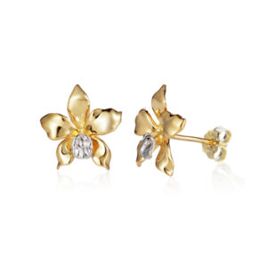 Orchid Earrings 14k Two-Tone Gold