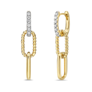 Diamond Paperclip Earrings 14ctw 14k Two-Tone Gold