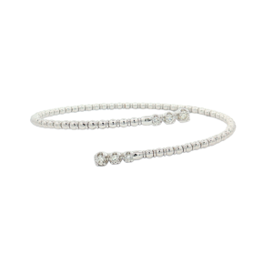 Diamond Bypass Flexi-Bangle Bracelet 1/3ctw 14k White Gold