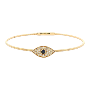 Diamond Evil Eye Bracelet Flexi-Bangle 0.30ctw 14k Yellow Gold
